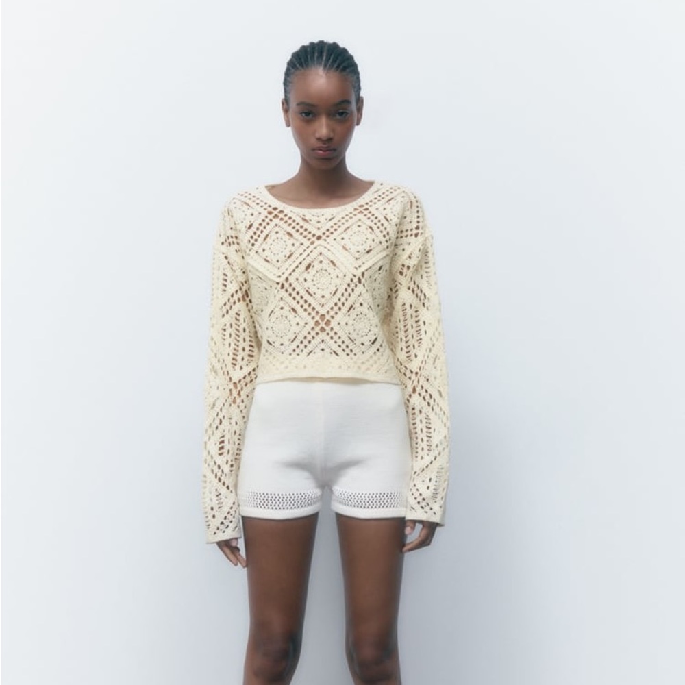 Zara - Cropped Crochet Sweater